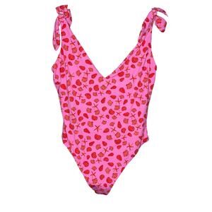 Aqua NWT Sea Shell Starfish One Piece Swimsuit Tie Straps L Resort Beach Pink